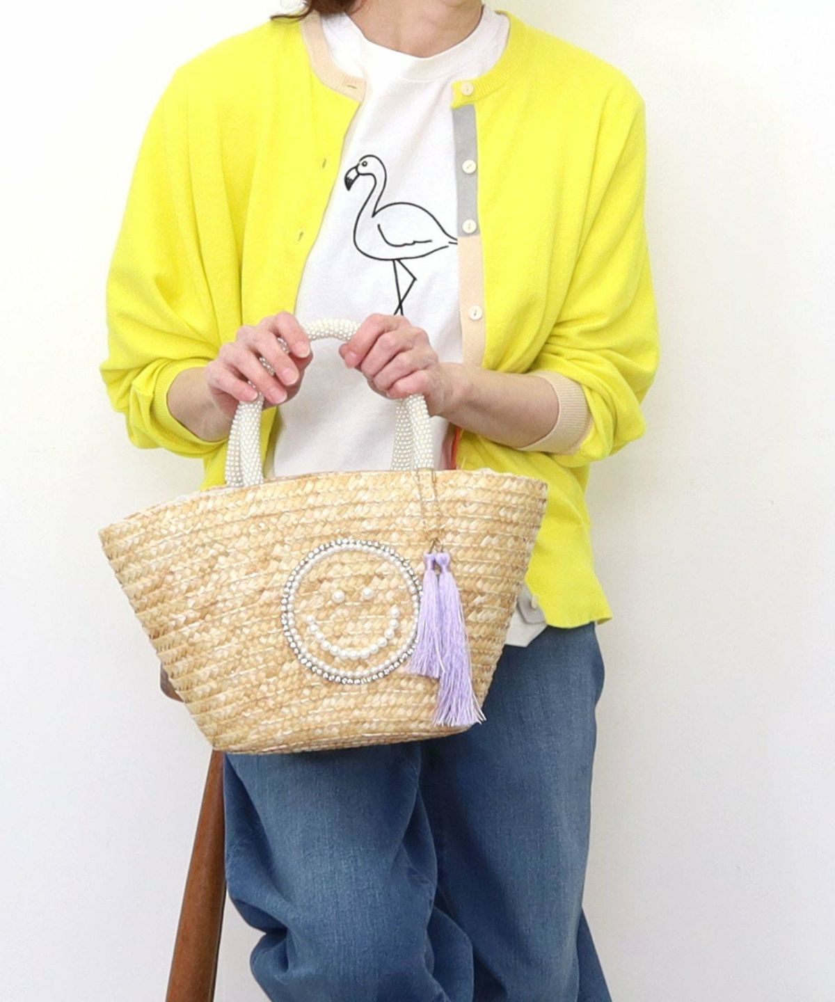 【COO SPECIAL WEEK】SMILEY 珍珠刺繡珠子提手籃袋